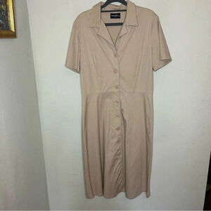 Tan Subtle Animal Print Khaki Dress Size Medium